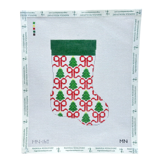 Red Bows & Trees Mini Stocking Canvas